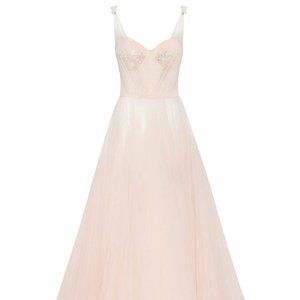 Mila Peach Multi-Layered Tulle Gown